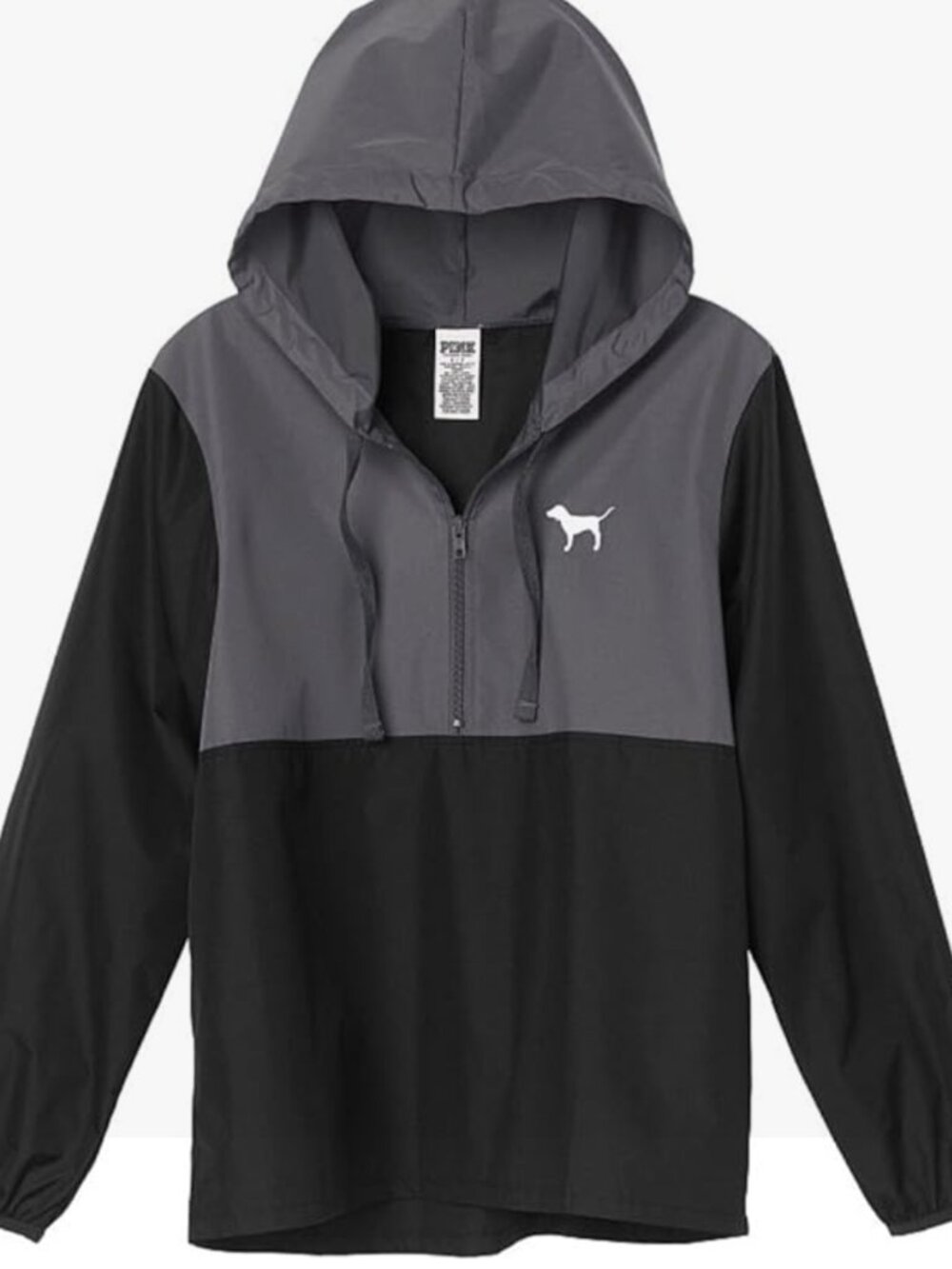 Victoria's Secret PINK Black/Gray Windbreaker Jacket/Anorak -Size M
